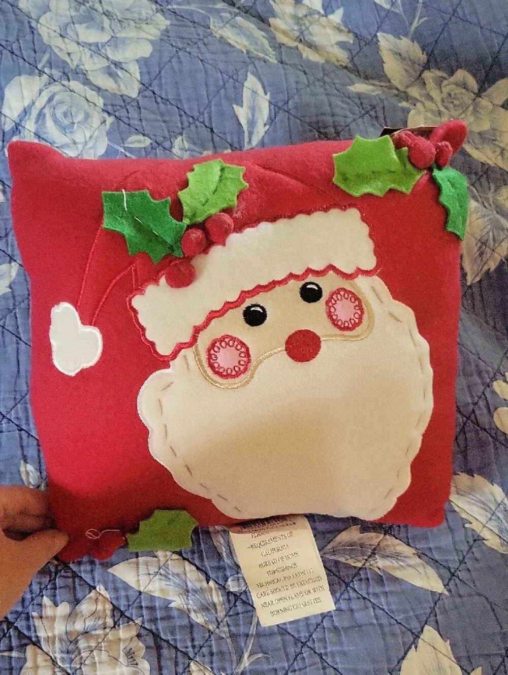 Festive Red Santa Pillow with White Ivory Beard - Holiday Home Decor